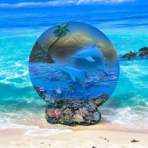 Dolphin Ceramic Plate Decoration 4 1/2 (EUC)